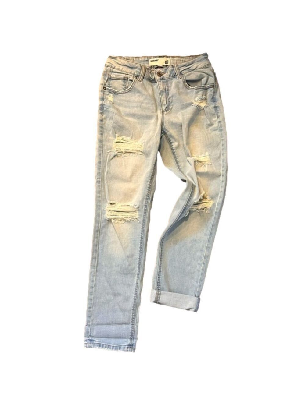 Garage distressed light wash girlfriend jeans size 1